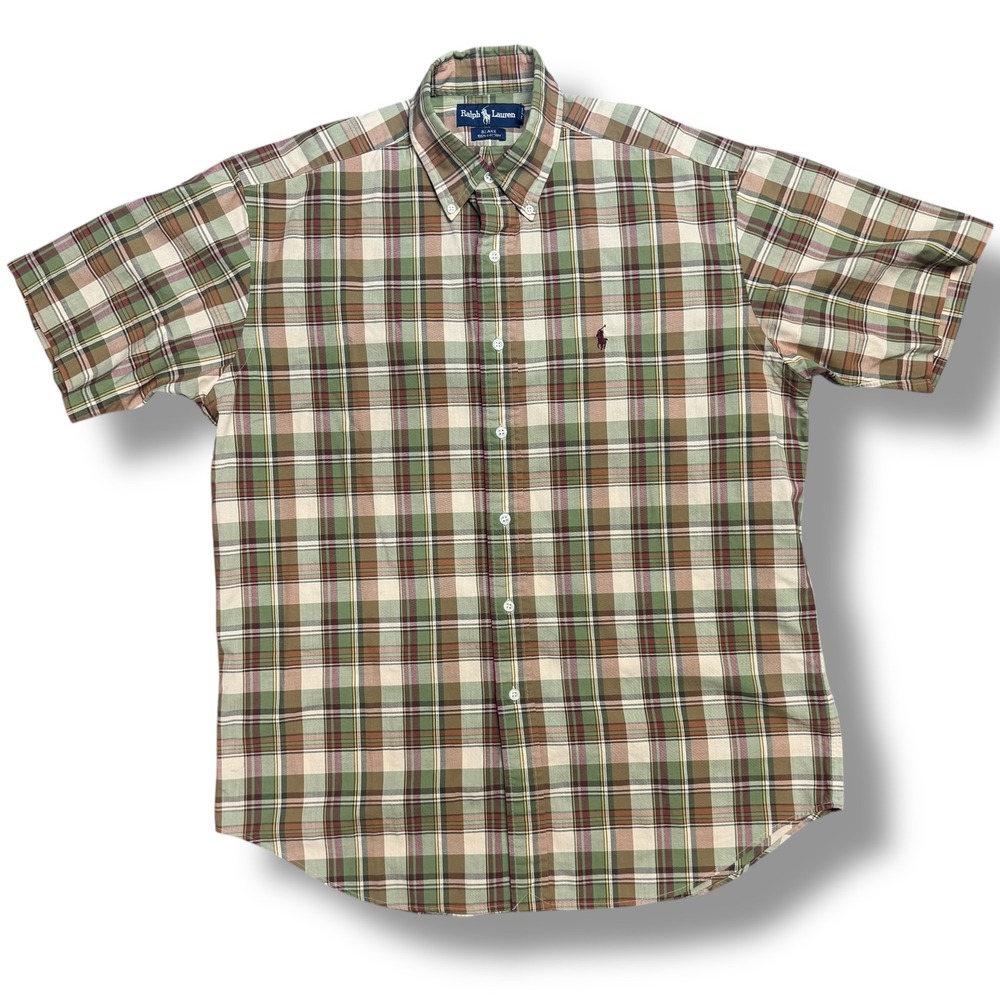 Ralph‎ Lauren Blake Plaid Short Sleeve Button Down Shirt Men's Medium